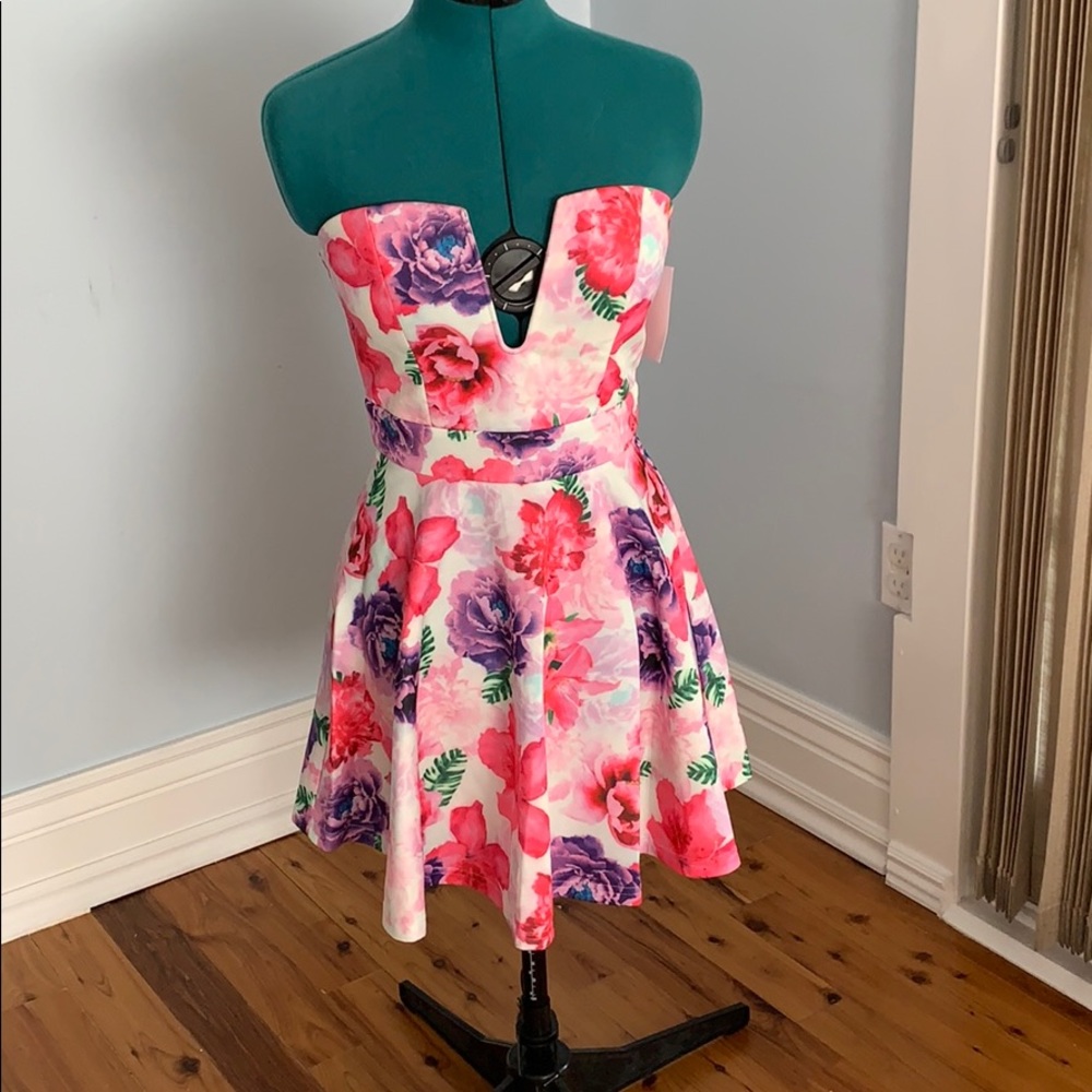 Pink floral skater dress
